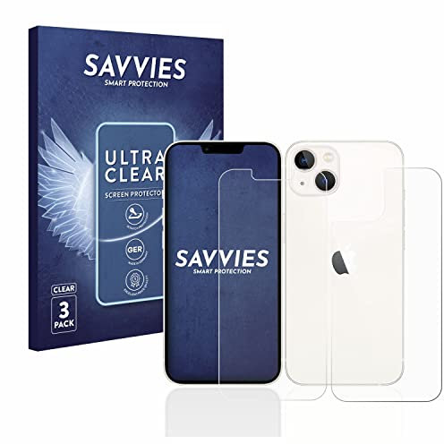 Savvies 6 Pack Screen Protector compatible with Apple iPhone 13 (Front+Back) Protection Film Clear