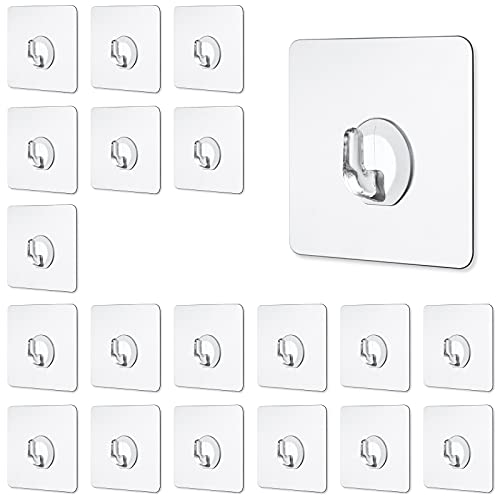 LFBEST Magic Hooks,10 Pack Transparent Self Adhesive Hooks Removable Without Nails, Heavy Duty Door Wall Adhesive for Kitchen,Bathroom, Hanging Coat Cloth Towel Key Decorations