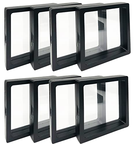 Eterspr 8 Stück 3D Schwimmende Vitrine, Schmuck Organizer Schwimmende für Display Box, mit Boden Halter, für Schmuckdisplay(Schwarz)