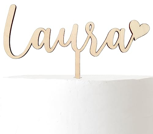 Suzu Papers Cake Topper Geburtstag Name personalisiert - Tortenstecker mit Wunschname und Zahl - Tortendeko Geburtstagsfeier Erwachsene und Kindergeburtstag (Birke)