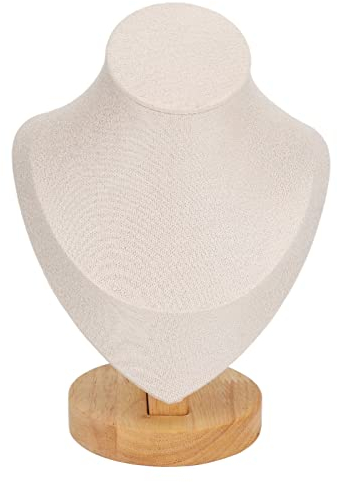 Espositore per Collane da 6,9 Pollici, Espositore per Gioielli in Flanella, Espositore per Catene, Espositore per Busto, Torre, Manichino, Espositore per Busto per Gioielli per Negozio, Eventi(beige)