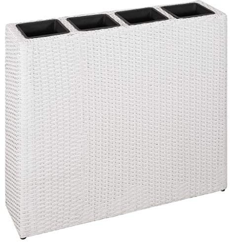 Yolola hochbeet wpc Blumenkasten 4 Innentöpfe blumenkasten hoch Pflanztopf Raumteiler hochbeet Balkon Pflanzkübel Blumentopf Blumenkübel-Wei?-79 x 22 x 76 cm