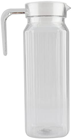 QANYEGN Large acity Transparent Bottle, Acrylic Cold Drinks Dispensing with Handle and Lid for Fridge and Bar(1100ml)