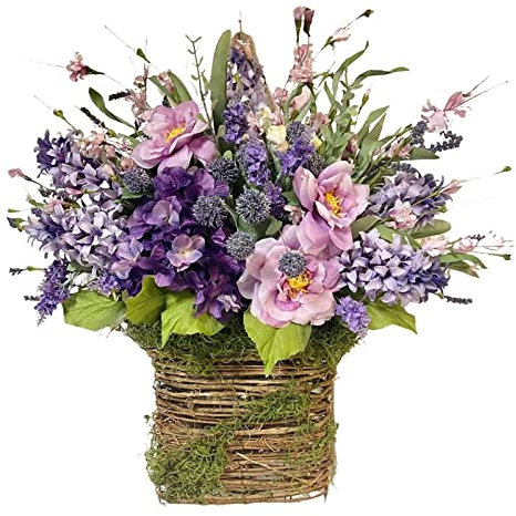 Rianpesn Pink Berry Wildflower Door Hanger Basket Wreath | Versatile Decorative Flower Wreath for Front Door, Home Decor