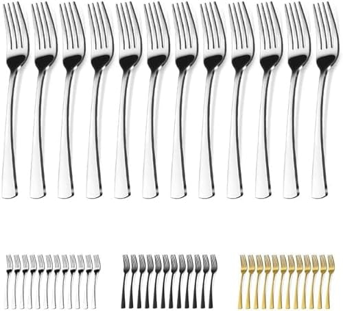 Bestdin Forchette 12 pezzi, Set di forchette da 20,5 cm (8,07 pollici), Forchette per posate eleganti, Forchette per la cena multifunzionale per casa/ristorante/hotel, Argento