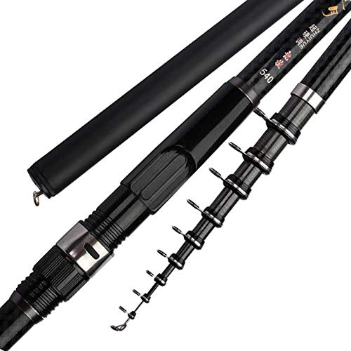 KRIECK Angelrute,Teleskop Angelrute Teleskopstange Carbon Black Angelrute 6,3 m 7,2 m 5,4 m Hand Meer Dual Verwendung Gusssee Angelrute Fanggeräte Brandung Gießstange (Size : 3.6 m)