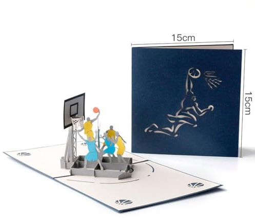 3D Pop-up Sport Postkarte - Basketball - 3D Effekt-Geschenkkarten, innovativ und genial, ideal für jeden Anlass, ein unvergessliches Geschenk für einen lieben Menschen