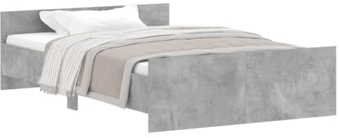 vidaXL Bettgestell, Bettrahmen mit Lattenrost, Bett Gästebett mit Kopfteil Fußteil, Doppelbett Schlafzimmerbett Schlafzimmermöbelt, Betongrau 120x200cm