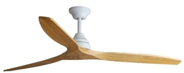 FARO BARCELONA Ventilateur de plafond ALO acier blanc mat, bois de pin H: 30,2cm Ø152cm