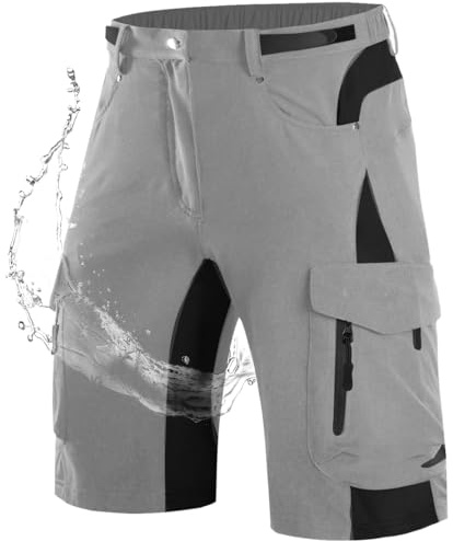 Wespornow Shorts Cargo pour Hommes avec 6 Poches, Pantalons de Travail VTT, Bermudas Courts, Pantalons Chino, Stretch, randonnée Estivale, Shorts de Cyclisme (Gris Clair,XXL)