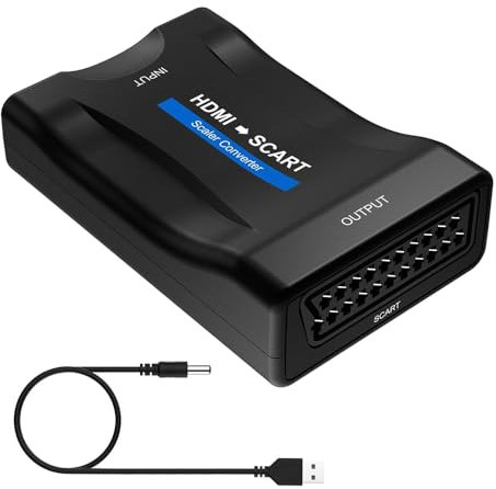 POFET Adaptateur HDMI vers péritel, Convertisseur vidéo 1080P, Entrée HDMI, Sortie péritel, Compatible avec Lecteur Blu-Ray, Sky HDTV, DVD, PS3, Xbox