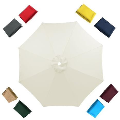 JEDAL 230cm 270cm 300cm toldo de Repuesto para sombrilla 8 Varillas Cubierta de Parasol en voladizo De Repuesto Tela para Sombrilla para Playa De Recambio, Solo Toldo(White,300cm)