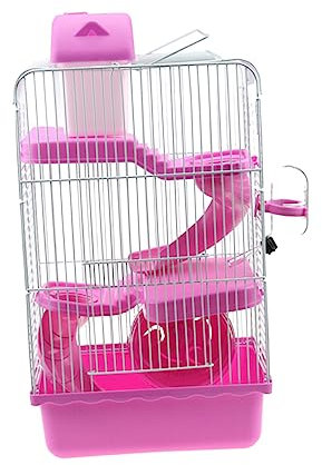Kisangel Cage De Luxe À 3 Étages pour Hamster 21 X 27 X 45 Cm Cage pour Petits Animaux en Plastique Sûr Design Ludique avec Toboggan Bouteille d'eau Étanche Portable