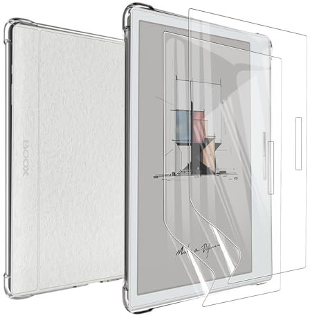 MEMELOKA Funda para BOOX Go 7/Go Color 7/Go Color 7 Gen 2 (7 Pulgadas) + Protector, Carcasa TPU Transparente Flexible Anti-arañazos con Esquinas Reforzadas, Silicona Ultrafina Anti-Choques Funda