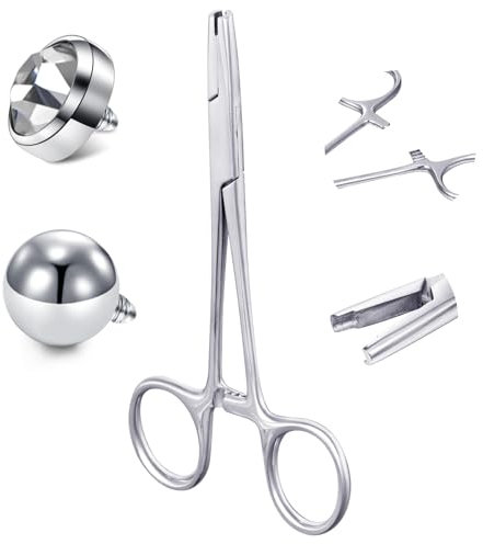 3mm 4mm 5mm Piercing Strumento Piercing pinze per piercing gioielli palle in acciaio inox gioielli supporto strumento per vite on off dermal Anchor Ball pinzette piercing strumento di rimozione