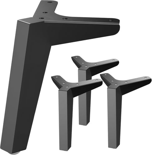 Luffioner Metal Table Legs Bench Legs, Heavy Duty Square Tube Desk Legs Furniture Legs for Coffee/Dining/Side Table (Triangle, 4“)