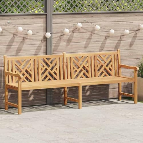 QUAHEAS Robuste XXL Gartenbank aus braunem Teak-Massivholz, 228x60x90cm, für den Außenbereich. Ergonomische wetterfeste Patio Möbel, Bequeme Sitzbank für Garten und Terrasse.