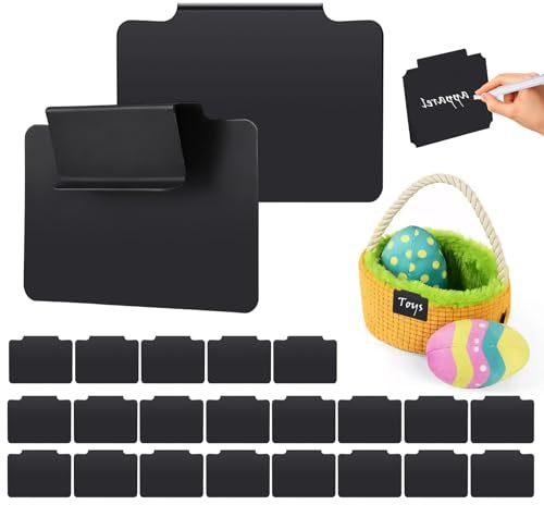 24 Stück Schwarz Etikettenhalter Clip, Korb Etiketten Clips zum Beschriften Label Halter aus Kunststoff für Speisekammer Küche