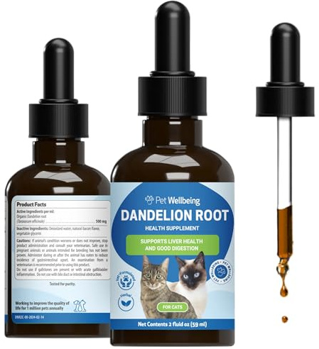 Pet Wellbeing Dandelion Root for Cats - Liver & Digestive Health, 2 oz | Vet-Formulated & NASC Certified Liquid Supplement with Organic Dandelion Root for Liver, Microbiome & Digestive Health