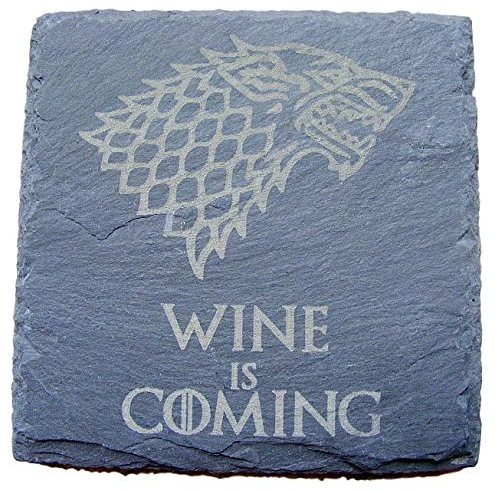 FastCraft SLATE GAME OF THRONES INSPIRED COASTERS DRINKS MAT ENGRAVED NOVELTY BIRTHDAY PRESENT WEDDING HOUSE WARMING GIFT LASER ENGRAVED WINE IS COMING (Set of 1)