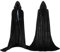 Proumhang Umhang mit Kapuze Lange SAMT Cape Vampir Kostüm Halloween Weihnachten Erwachsener Unisex XX-Large, Schwarz