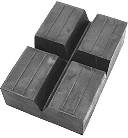 Gummiauflage viele Größen für Wagenheber Hebebühnen Rangierwagenheber Unterstellbock Gummiklotz universal Gummiblock für KFZ PKW SUV Reifenwechsel Werkstatt Schutz Auto (150x100x40 2xV-Nut)