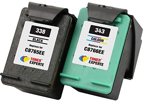 TONER EXPERTE® 2er Set Druckerpatronen kompatibel für 338 343 C8765EE C8766EE DeskJet 460 460c 5740 6540 6620 6840 9800 Photosmart 2575 2610 2710 8150 8450 8750 C3180 PSC 1610 2355 | hohe Kapazität