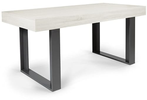 IDMarket PHOENIX - Mesa de comedor rectangular para 6 personas, madera y gris, 160 cm