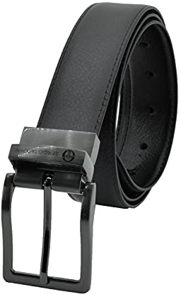 Sergio Tacchini Wendbarer Herren Gürtel Aus Echtem Leder, Rechteckige Schnalle, Anpassbar und Kürzbar Schwarz braun 125/130