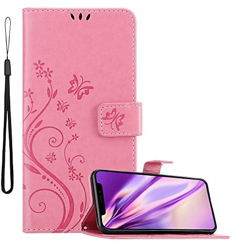 Cadorabo Hülle kompatibel mit Apple iPhone 11 PRO MAX Blumen Design aus Kunst Leder Flip Klappbare Magnetische [Standfunktion] [Kartenfächern] Cover Hülle für iPhone 11 PRO MAX Tasche in Rosa