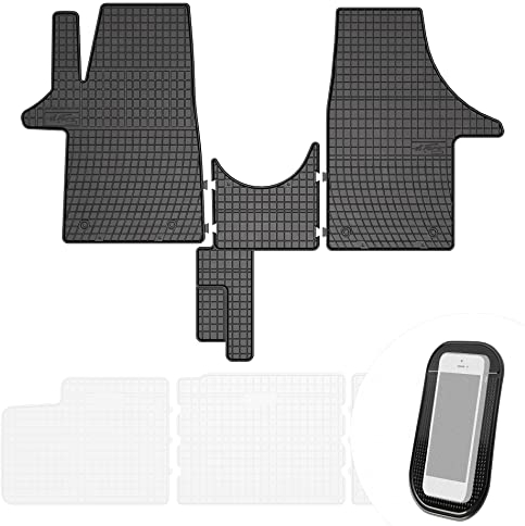moto-MOLTICO Gummimatten Auto, 3-teiliges Set, Allwetter Gummi Fußmatten, Antirutsch & Wasserfest Autoteppiche - passend für VW T5 T6 ab 2003