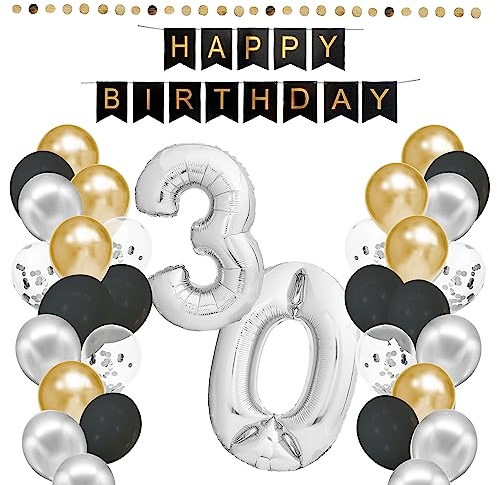envami® Geburtstagsdeko 30 Geburtstag Deko - 30. Geburtstag Männer Frauen - Party Deko - Luftballons 30 - Happy Birthday Girlande Ballons - Birthday Decorations