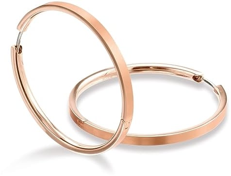Boccia Scharnier-Creolen aus poliertem roségoldplattierten Reintitan, in der Farbe: Roségold, Maße: Durchmesser: 40 mm, 0508-10