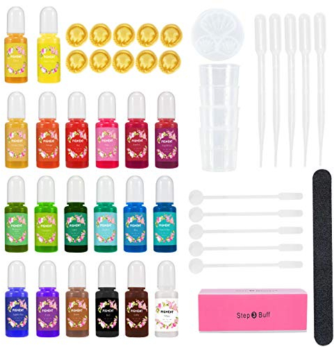 20 Colori Coloranti Resina Epossidica, Gifort Pigmento Resina Epossidica Liquida Trasparente Concentrata, Inchiostro Alcool per Pittura Naturale per Gioielli, Artigianato D'arte, 20 x 10 ml