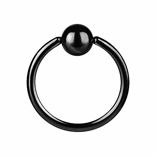 Taffstyle BCR Piercing Ring Schmuck Brustwarzenpiercing Brustwarze Klemmring Barbell Nasenring Nippel Kugel Perle Septum Brust Nase Lippe Ohr Intim Intimpiercing Schwarz 1,2mm x 10mm x 4mm