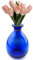 Glasvase für Blumen, abgerundete kleine blaue Glasvase für Heimdekoration, Geschenk, Tafelaufsätze, Veranstaltungen (Dunkelblau und Gold)