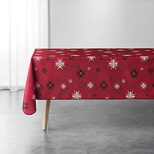 Douceur d'Intérieur Nappe Rectangle (150 x 240 cm) Enchante Rouge, Polyester Imprimé