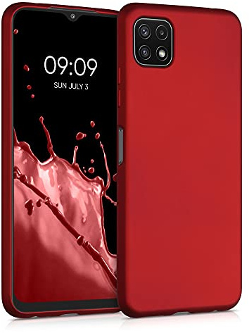 kwmobile Handyhülle für Samsung Galaxy A22 5G Hülle - Silikon Case metallisch schimmernd - Schutzhülle Cover - Metallic Dunkelrot