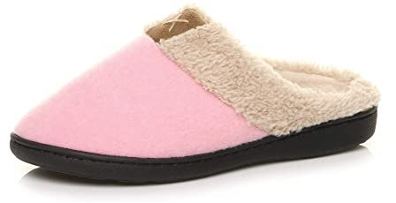 AJVANI flat low heel winter fur lined mules slippers size 7 40