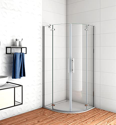 Acezanble Duschkabine 80x80cm Runddusche Duschabtrennung Viertelkreis Dusche H195cm mit Duschtasse