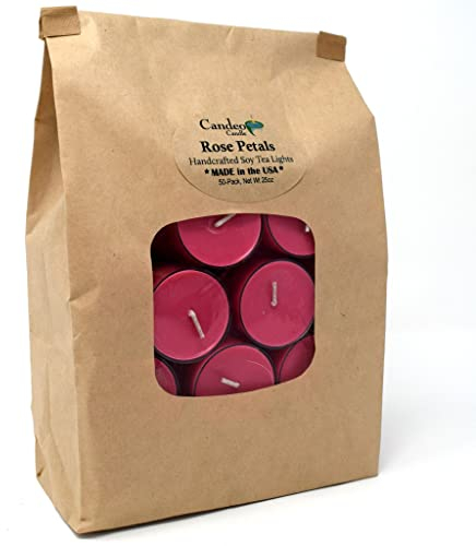 Rose Petals, Scented Soy Tealights (Rose Petals, 50 Pack)