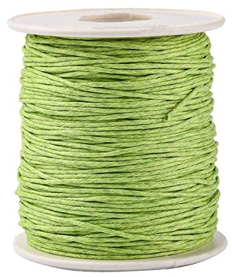 UR URLIFEHALL 100 Yards Green Yellow 1mm Waxed Cotton Cord Macrame Waxed Beading Thread String for Bracelet Necklace Jewellery Making