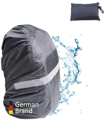 LUINNO Regenschutz für Rucksäcke Schulranzen mit Reflektor | Schwarz, Größe L (40-55L) | wasserdichte Regenhülle für Camping Wandern Outdoor