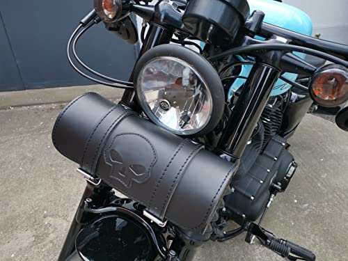 ORLETANOS Seitenrolle Tool Skull kompatibel mit Harley Davidson Softail Streetbob Cruiser Dyna Sportster Shovelhead Motorradrolle universell