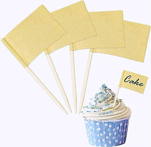100pcs Banderas de Palillo de Dientes, Marrón Mini Palillo de Dientes Bandera para Comida de Fiesta, Decoración de Magdalenas, Etiqueta de Queso