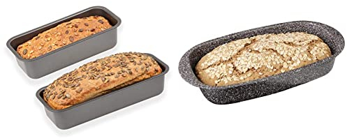 Set 263-02 Kasten- und Brotbackformen, 2er-Set “Made in Germany“ & Brotbackform “Granito“, Skandia Xtreme Plus: 4-fach Antihaftbeschichtung in Granitoptik, 37 x 20 x 7 cm
