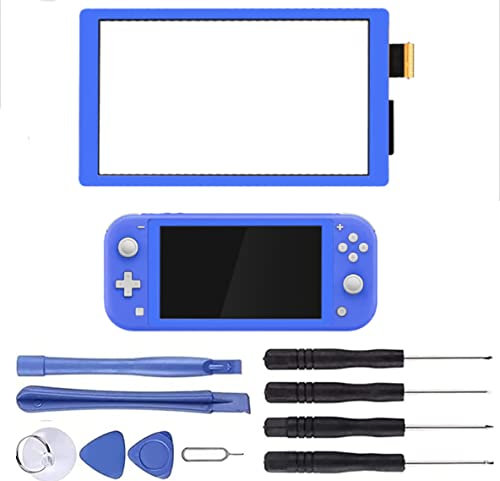 NB+ Écran tactile numériseur pour Nintendo Switch Lite 2019 - Pièces de rechange pour console de jeu Switch Lite avec kit d'outils de réparation non LCD (bleu)