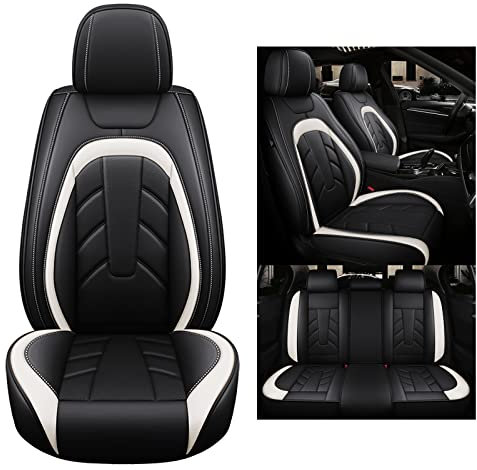 nenyan Autositzbezüge Komplett Set Universal | Schonbezüge für VW Volkswagen Golf Touran Golf Polo Golf Variant Golf 5 S Golf 4 Golf 7 | Auto Sitzbezüge Schwarz Weiß Standard