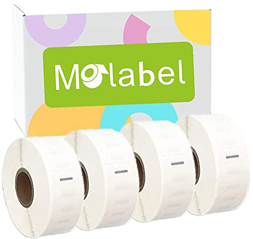 Molabel 11352 4er-Pack (25 x 54 mm), kompatibel mit DYMO S0722520, Dymo LabelWriter 310, LabelWriter 320, LabelWriter 330 Series, LabelWriter 400, LabelWriter 400 Turbo sowie LabelWriter 450 Series
