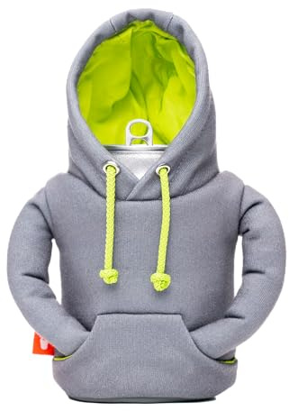Puffin - The Hoodie Sweatshirt - Insulated 12 oz Can Cooler I Beer Bottle & Soda Can Insulator, Keep Drinks and Beverages Cold - Pewter/Keylime Pie